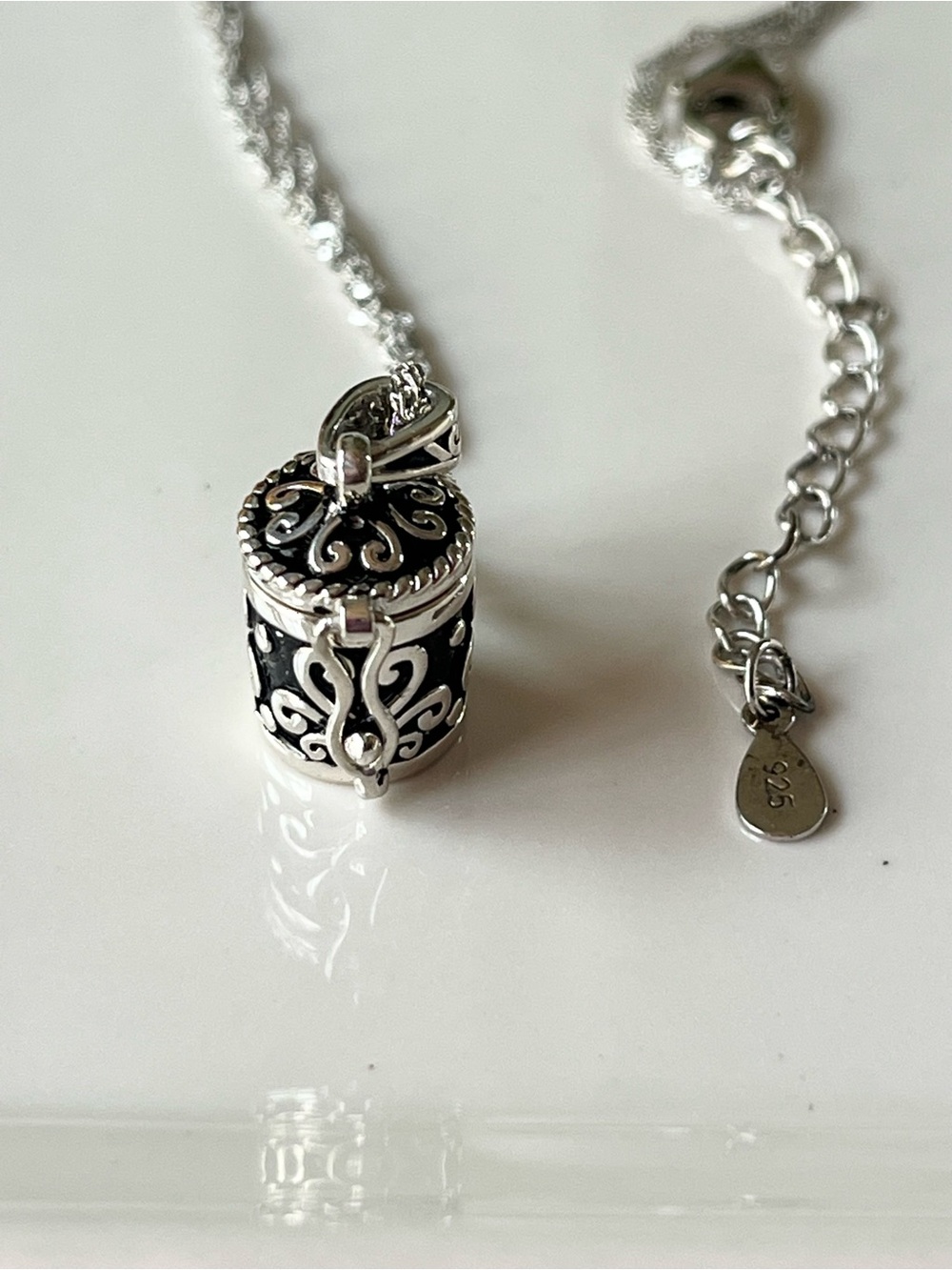 Sterling Silver Prayer Box Pendant Necklace